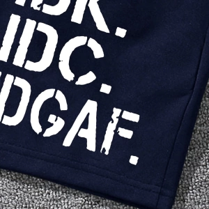 Erkek Slogan Grafik Bağcıklı Bel Şortu Grafik Dışarı Çıkma Moda Bağcıklı Şort