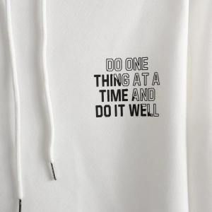 Erkek Slogan Grafik Bağcıklı Termal Kapşonlu, Uzun Kollu, Dışarı Çıkma, Günlü