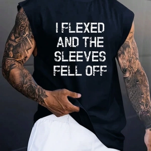 Erkek Slogan Grafik Rahat Kolsuz Tank Top Antrenman İçin, Koca