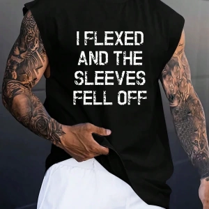 Erkek Slogan Grafik Rahat Kolsuz Tank Top Antrenman İçin, Koca