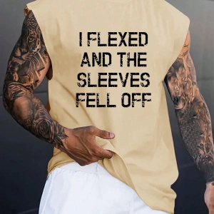 Erkek Slogan Grafik Rahat Kolsuz Tank Top Antrenman İçin, Koca