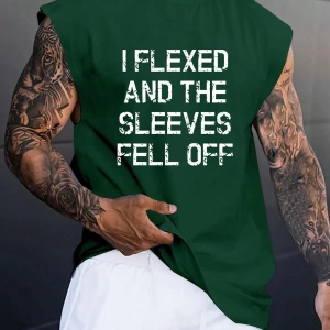 Erkek Slogan Grafik Rahat Kolsuz Tank Top Antrenman İçin, Koca