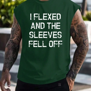 Erkek Slogan Grafik Rahat Kolsuz Tank Top Antrenman İçin, Koca
