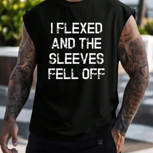 Erkek Slogan Grafik Rahat Kolsuz Tank Top Antrenman İçin, Koca