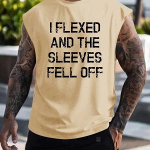 Erkek Slogan Grafik Rahat Kolsuz Tank Top Antrenman İçin, Koca