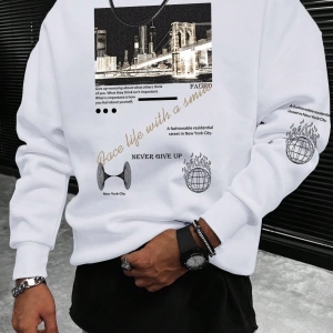 Erkek Slogan Grafik Sweatshirt