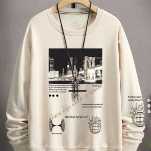Erkek Slogan Grafik Sweatshirt