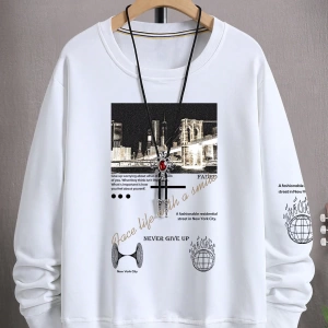 Erkek Slogan Grafik Sweatshirt