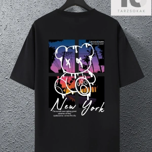 Erkek Slogan Grafikli Düşük Omuz Tişörtü