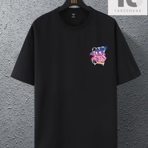 Erkek Slogan Grafikli Düşük Omuz Tişörtü