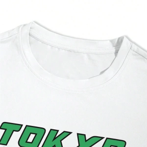 Erkek Slogan ve Araba Baskılı Yuvarlak Yaka Kısa Kollu Günlük Tişört ve Bağcı