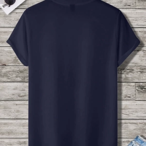 Erkek Slogan ve İskelet Grafik Yuvarlak Yaka Kısa Kollu Günlük Tişört