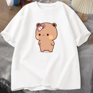 Erkek T-shirt Sevimli Karikatür Bubu Dududa Parmak arası Terlik Atıyor Tshirt Komik Pamuk Kı 3085