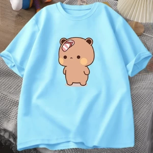 Erkek T-shirt Sevimli Karikatür Bubu Dududa Parmak arası Terlik Atıyor Tshirt Komik Pamuk Kı 3085