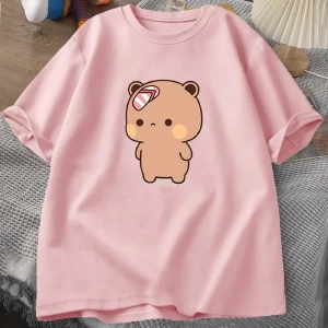 Erkek T-shirt Sevimli Karikatür Bubu Dududa Parmak arası Terlik Atıyor Tshirt Komik Pamuk Kı 3085