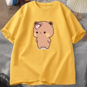 Erkek T-shirt Sevimli Karikatür Bubu Dududa Parmak arası Terlik Atıyor Tshirt Komik Pamuk Kı 3085