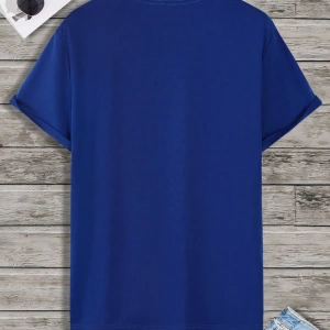 Erkek Tişörtleri Fit Crew Yaka Düşük Omuz Kısa Kollu Slogan Tişört Rahat Yaz