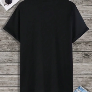 Erkek Tişörtleri Fit Crew Yaka Düşük Omuz Kısa Kollu Slogan Tişört Rahat Yaz