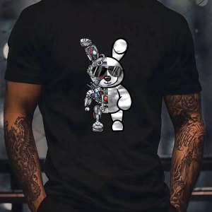 Erkek Tişörtleri Fit Crew Yaka Kısa Kollu Grafik Tişört Bunny Rahat Moda Erke
