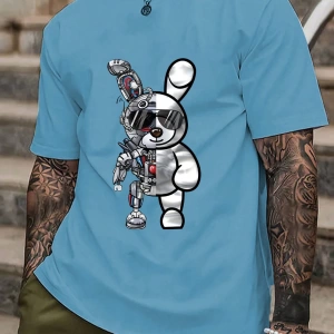 Erkek Tişörtleri Fit Crew Yaka Kısa Kollu Grafik Tişört Bunny Rahat Moda Erke