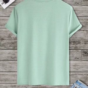 Erkek Tişörtleri Fit Crew Yaka Kısa Kollu Grafik Tişört Çapa Lacivert Rahat Y