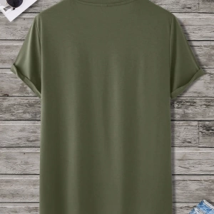 Erkek Tişörtleri Fit Crew Yaka Kısa Kollu Grafik Tişört Çapa Lacivert Rahat Y