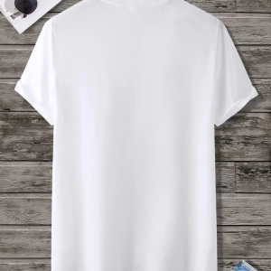 Erkek Tişörtleri Fit Crew Yaka Kısa Kollu Grafik Tişört Çapa Lacivert Rahat Y