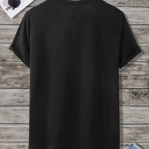 Erkek Tişörtleri Fit Crew Yaka Kısa Kollu Grafik Tişört Çapa Lacivert Rahat Y