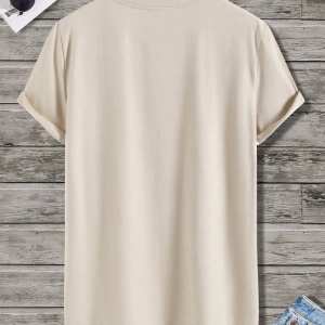 Erkek Tişörtleri Fit Crew Yaka Kısa Kollu Grafik Tişört Çapa Lacivert Rahat Y