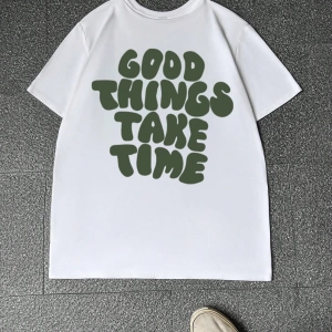 Erkek Tişörtleri Fit Crew Yaka Kısa Kollu Grafik Tişört Harf Grafik Rahat