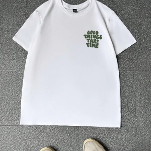 Erkek Tişörtleri Fit Crew Yaka Kısa Kollu Grafik Tişört Harf Grafik Rahat