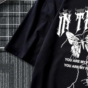 Erkek Tişörtleri Fit Crew Yaka Kısa Kollu Grafik Tişört Kelebek Sokak Yaz Poly