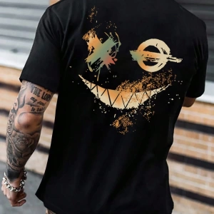 Erkek Tişörtleri Fit Crew Yaka Kısa Kollu Grafik Tişört Smile Face Rahat Yaz