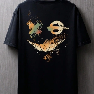 Erkek Tişörtleri Fit Crew Yaka Kısa Kollu Grafik Tişört Smile Face Rahat Yaz