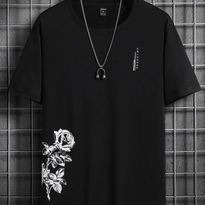 Erkek Tişörtleri Fit Crew Yaka Kısa Kollu Slogan Tişört Rahat Yaz Polyeste