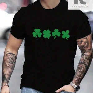 Erkek Trefoil Desenli Kısa Kollu Tişört