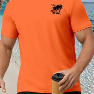 Erkek Tropikal Baskılı Tişört