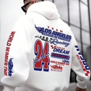 Erkek Yaratıcı Baskılı Mektup Rahat Spor Yolcu Çok Yönlü Uzun Kollu Kapşonlu Sweatshirt
