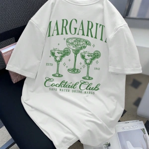 Erkek Yaz Slogan Grafik Baskılı Yuvarlak Yaka Kısa Kollu Günlük Tişört, Arkada