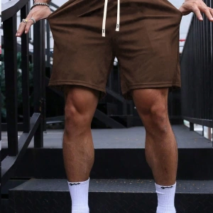 Erkek Yaz Yeni Düz Renk Günlük Spor Şortları, Bağcıklı Fitness Koşu Plaj Şortları