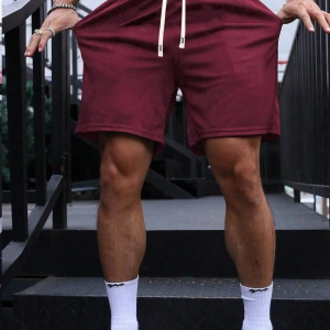 Erkek Yaz Yeni Düz Renk Günlük Spor Şortları, Bağcıklı Fitness Koşu Plaj Şortları