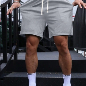 Erkek Yaz Yeni Düz Renk Günlük Spor Şortları, Bağcıklı Fitness Koşu Plaj Şortları