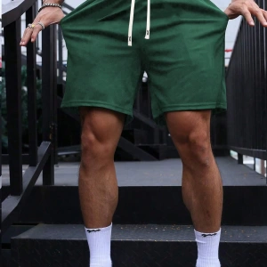Erkek Yaz Yeni Düz Renk Günlük Spor Şortları, Bağcıklı Fitness Koşu Plaj Şortları