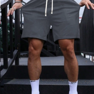 Erkek Yaz Yeni Düz Renk Günlük Spor Şortları, Bağcıklı Fitness Koşu Plaj Şortları