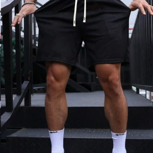 Erkek Yaz Yeni Düz Renk Günlük Spor Şortları, Bağcıklı Fitness Koşu Plaj Şortları