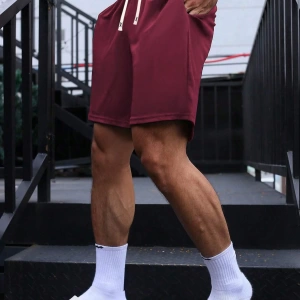 Erkek Yaz Yeni Düz Renk Günlük Spor Şortları, Bağcıklı Fitness Koşu Plaj Şortları