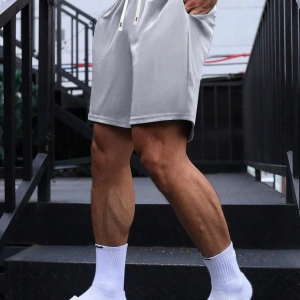 Erkek Yaz Yeni Düz Renk Günlük Spor Şortları, Bağcıklı Fitness Koşu Plaj Şortları