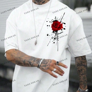 Erkek Yazılı Bayrak Baskılı T-Shirt ve Şort Takım