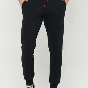 Erkek Yazlık Eşofman Altı Dar Paça Jogger Siyah Pamuklu Kumaş RLX044513