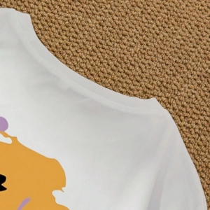 Erkek Yuvarlak Yaka Kısa Kollu Baskılı Minimalist Tişört, Günlük Giyim